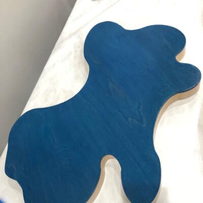blue, abstract wooden shape