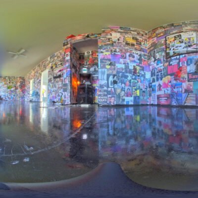 panoramic photo of a room's walls completely covered in photographs from Ciara Elle Bryant's Server_ A streamed revolution