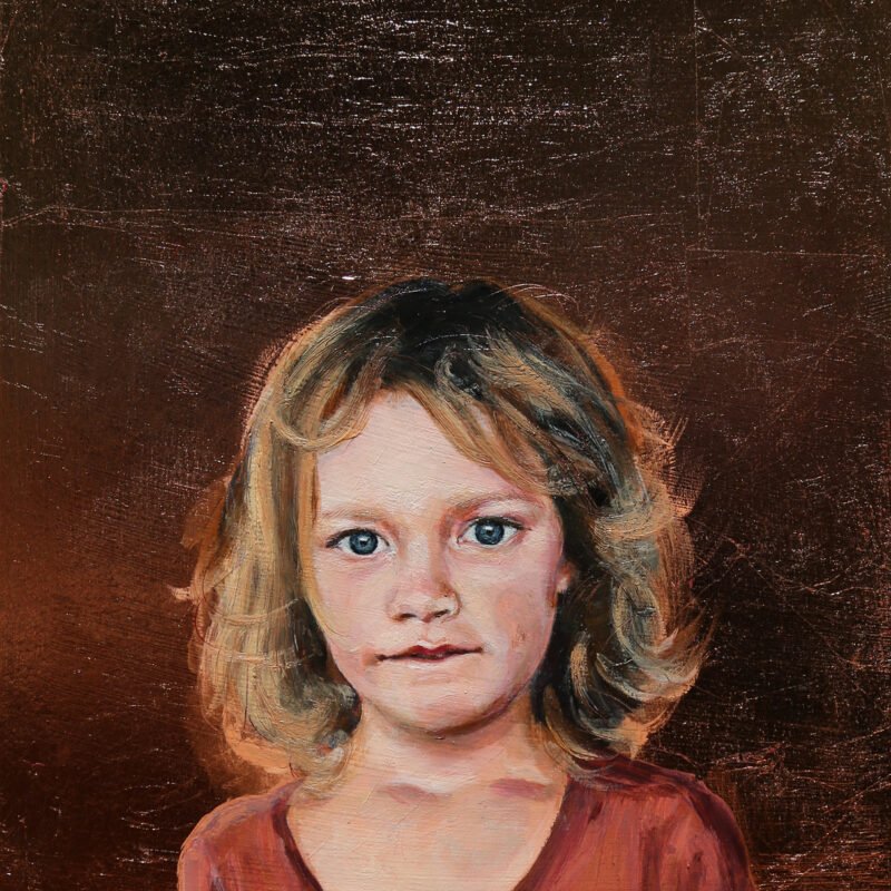 Sonya Menges, Trinity, oil and copper leaf on panel, 8" x 6"