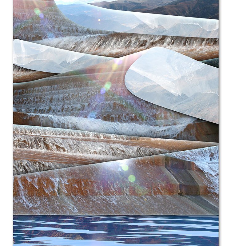 Leslie Kell, Where We've Been, digital photo composition on metal with custom aluminum framing, 23" x 12"