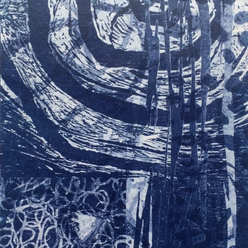 Denise Jones, Other Side of the Curtain, cyanotype, 10" x 20"