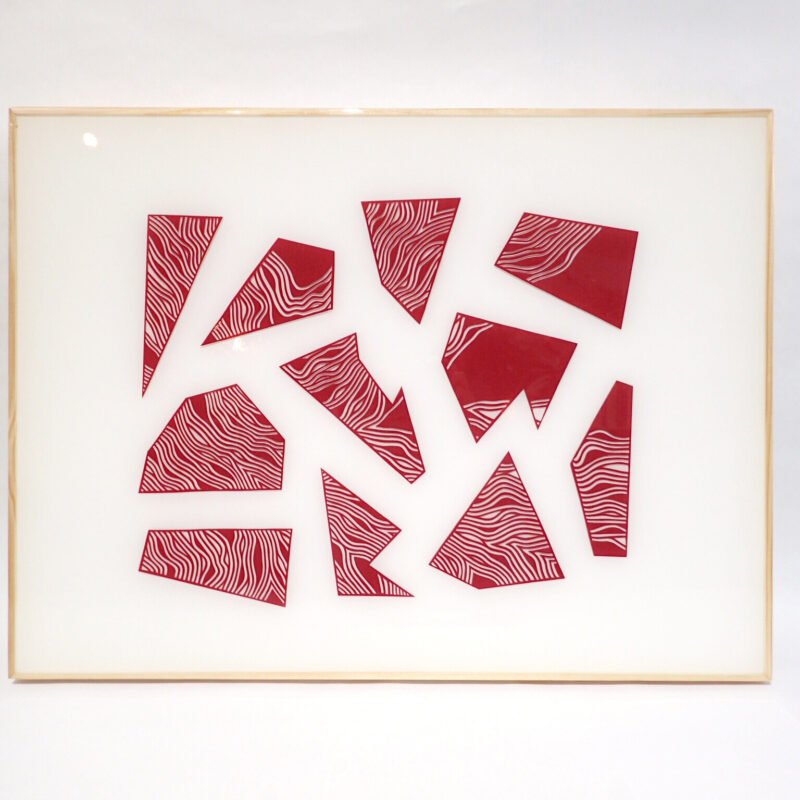 Amy Rosalyn, Clast, hand cut paper in resin, 24" x 18"