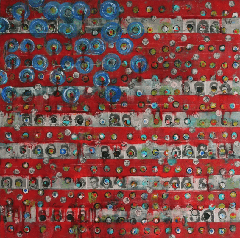 Kristy Battani, "We, The People...Have Lost Our Marbles"; Acrylic and mixed media; 24" x 24" x 2"