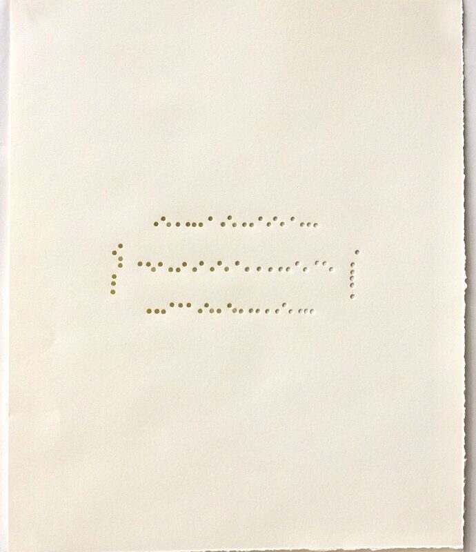 Alex Robinson, "Restrictions on quarantining soldiers #3"; Morse code punched paper; 20" x 16"