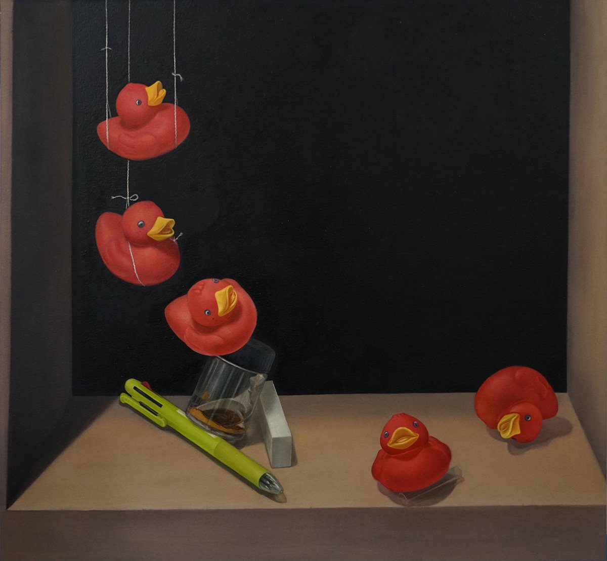 MiHee Nahm, "Committing to Memory_Ducky from RDK"; Oil on illustration board; 12 7/8" x 14"