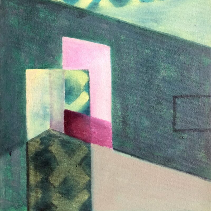 Annie Johnston, "The Sounds Next Door"; oil on canvas; 14" x 10"