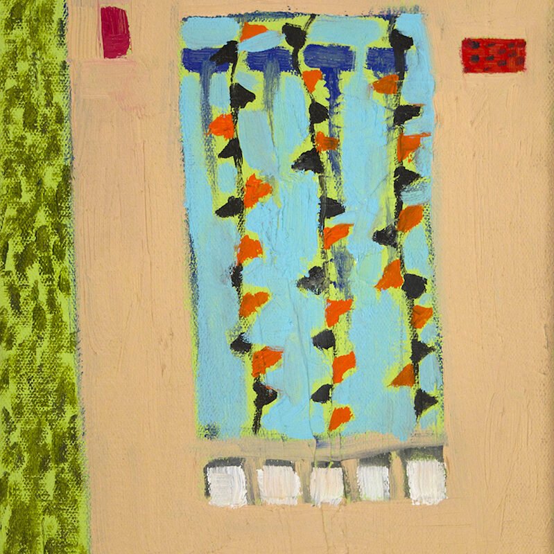 Alicia Link, "Pheasant Run Swim Club"; oil on canvas; 12" x 8"