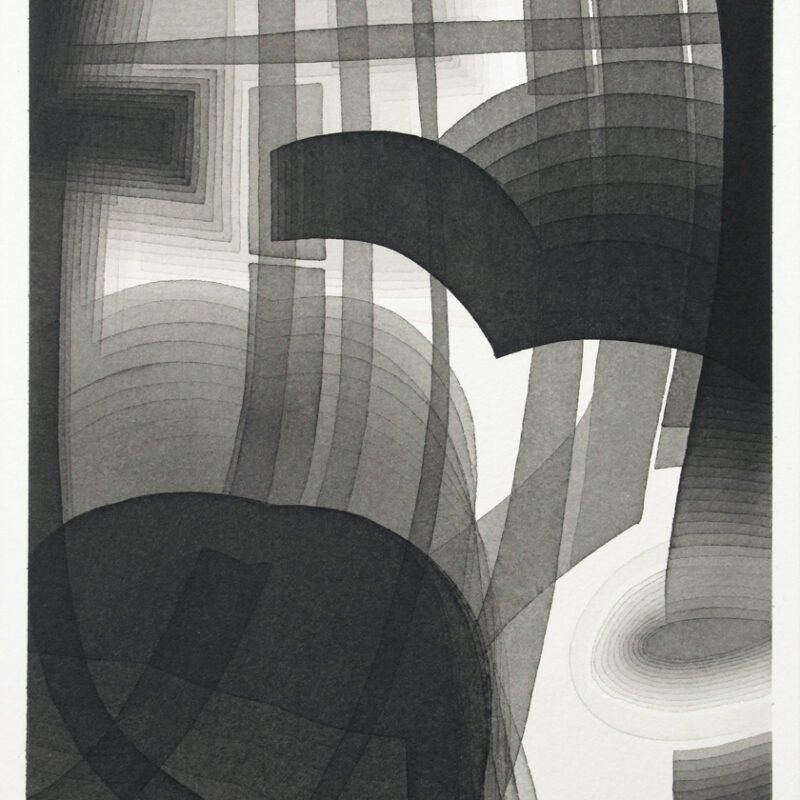 Alex Diamond, "Bounce House"; India Ink; 10" x 7"