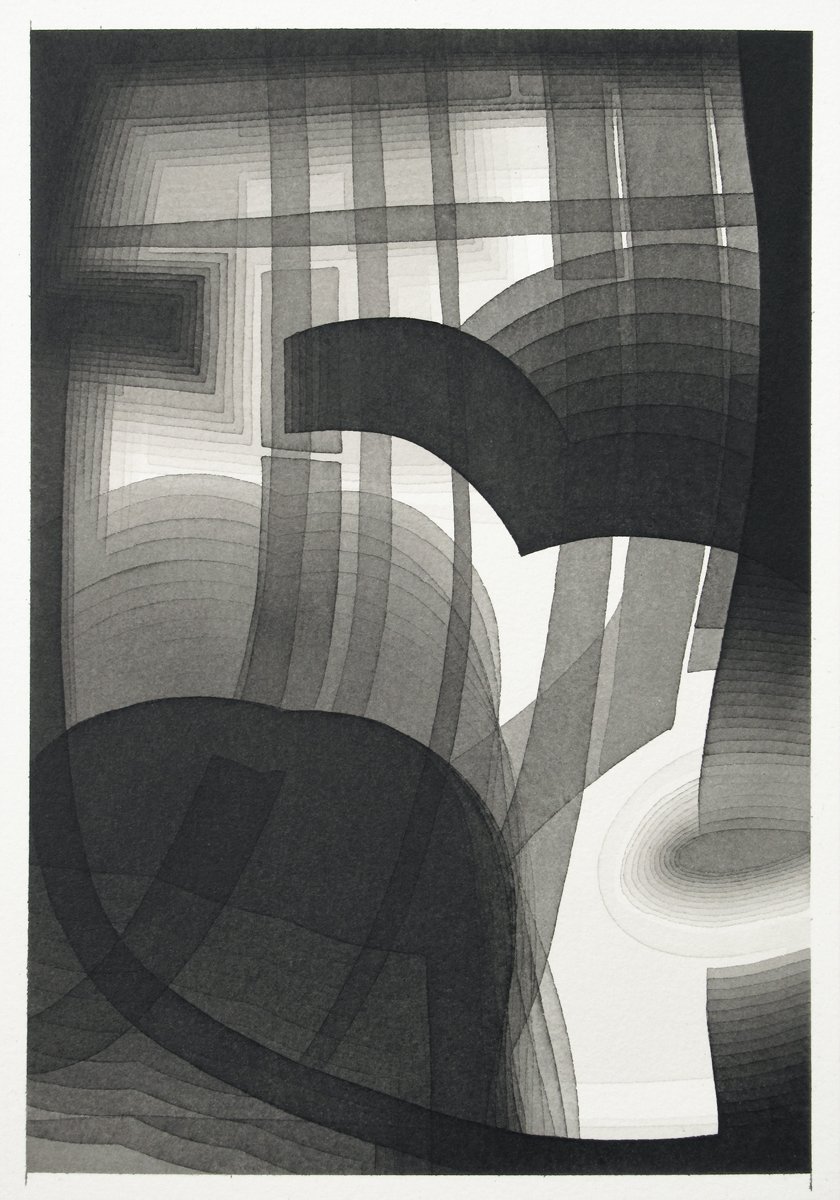 Alex Diamond, "Bounce House"; India Ink; 10" x 7"