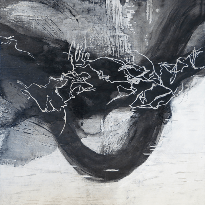 Mona Marshall, "What Remains"; Encaustic on prepared panel; 10” x 10”