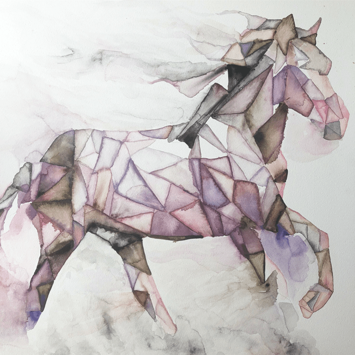 Heidi Lowell, "Free Rein"; Watercolor on Caolin Clay; 16" x 20" x 1.5"