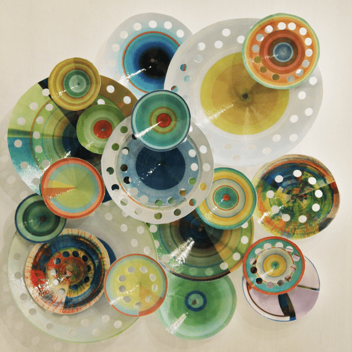 Rebecca Bennett, "Meta Bloom Series"; Inkjet printed paper, nails, acrylic on cradled wood panel; 18 x 18