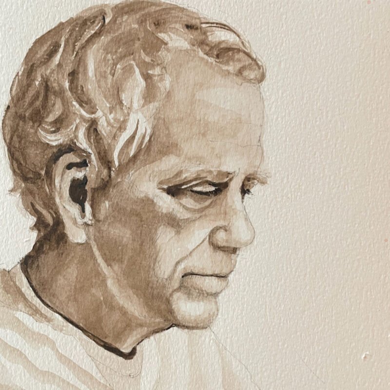 Susan Appleton, Roy, Profile in sepia, 2024, watercolor.